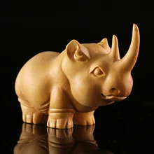 New Decorative Arts Handmade Carved Poplar Wood rhinoceros