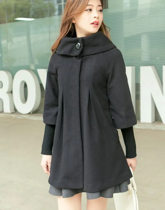 Женское пальто 2016 Новинка осень-зима Женская Мода Шерстяное пальто элегантный на толстом среднем длинные шерстяные куртки верхняя одежда