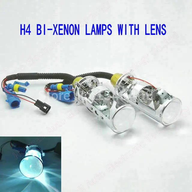 2pc bi xenon lens H4 BiXenon bi-xenon Projector lens car hid projector lens headlight Headlamp for universal car truck H4 Hi low