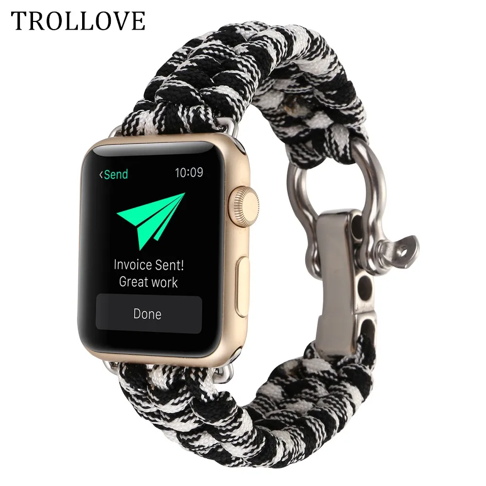 

Woven Nylon Rope Watchband for Apple Watch Series 1 2 3 38mm 42mm Military Tactical Parachute Cord Survival Band Strap Outdoors
