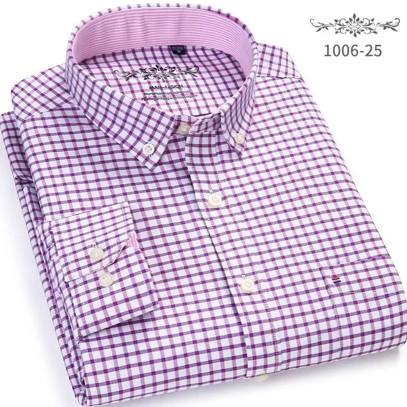 

2019 Men Shirt Long Sleeve Regular Fit Men Plaid Striped Mens Dress Shirts Blue Casual Camisa Social Shirt