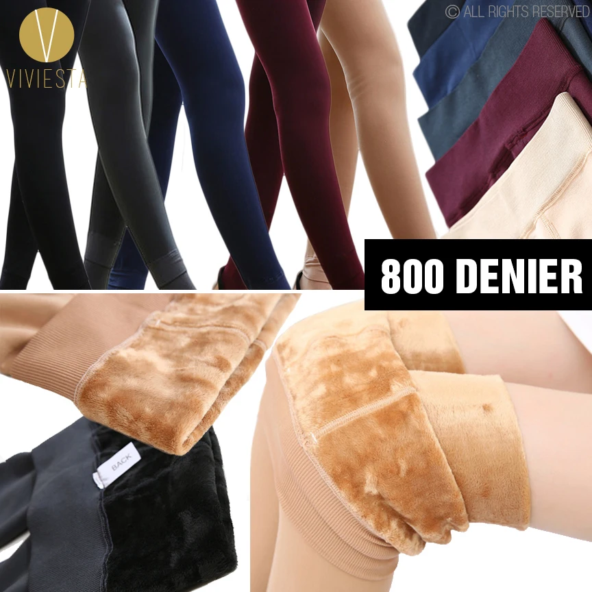 FLEECE LINED CONTROL TOP SHAPING LEGGINGS 800D Women's Colored Opaque