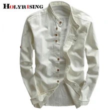 Holyrising мужские льняные рубашки с длинным рукавом Повседневные обтягивающие рубашки высокого качества мужские деловые хлопковые рубашки Shirts 18859-5