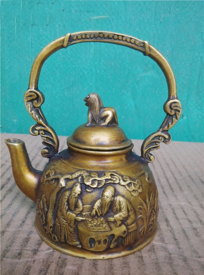 

TOP collection # Home OFFICE Decor art - good Vintage CHINA sculpture ART bronze teapot coffee pot statue -FREE SHIPPING COST
