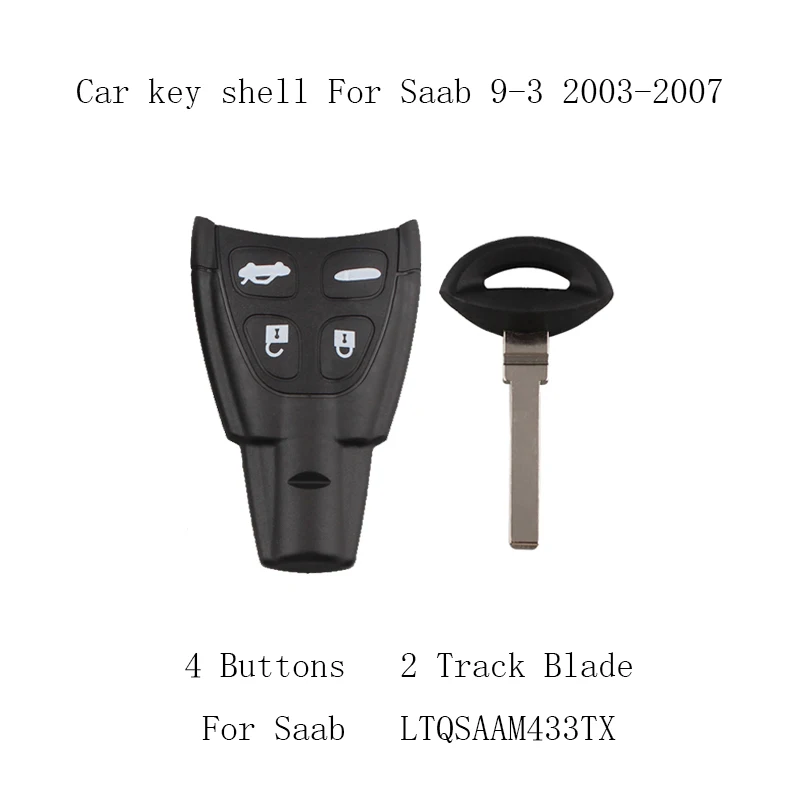 

2 Track Blade 4 Buttons For Saab 9-3 2003 2004 2005 2006 2007 LTQSAAM433TX Remote key Fob shell and blade original