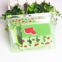 7 шт. набор для ухода за ногтями для путешествий арбуз круглый точечный Набор для маникюра и педикюра Инструменты для дизайна ногтей Эмери доска файл буферный носок сепараторы