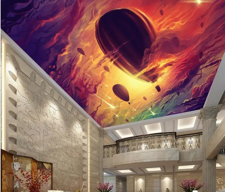 

3d ceiling custom 3d landscape wallpaper Sky Meteor ceiling wallpaper for bathroom wallpaper 3d ceiling murals