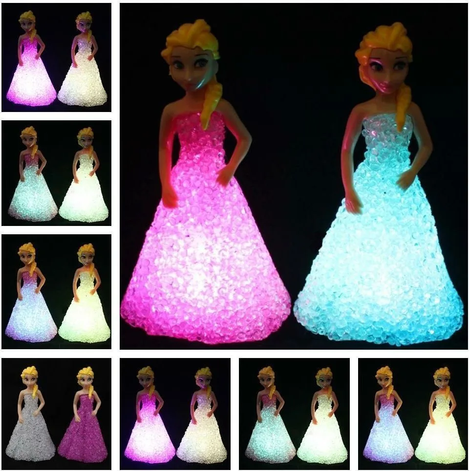 New Kids Toys Elsa Anna Colorful gradient crystal Night Light Led Lamp Toy Gift 1