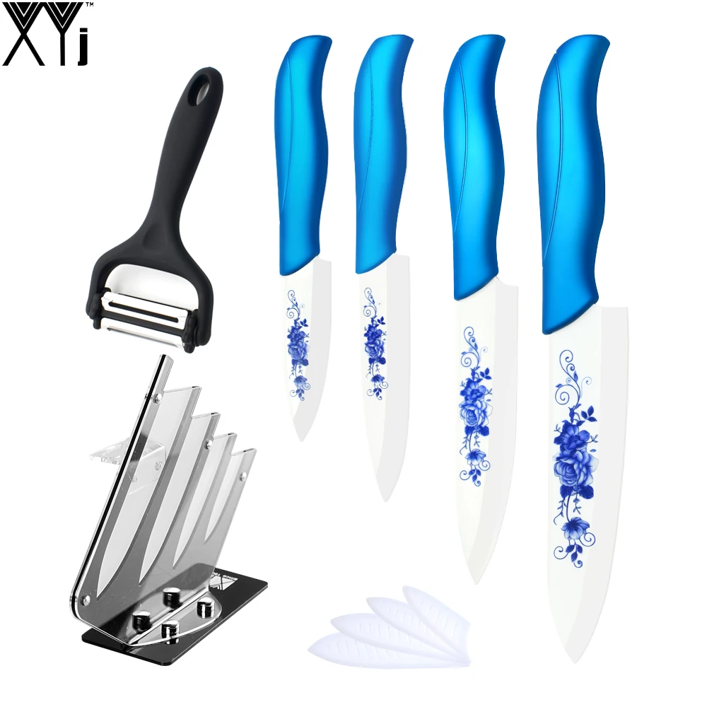 Global Top Sale Ceramic Knife Set Flower Pretty Pattern Blade 6" 5" 4