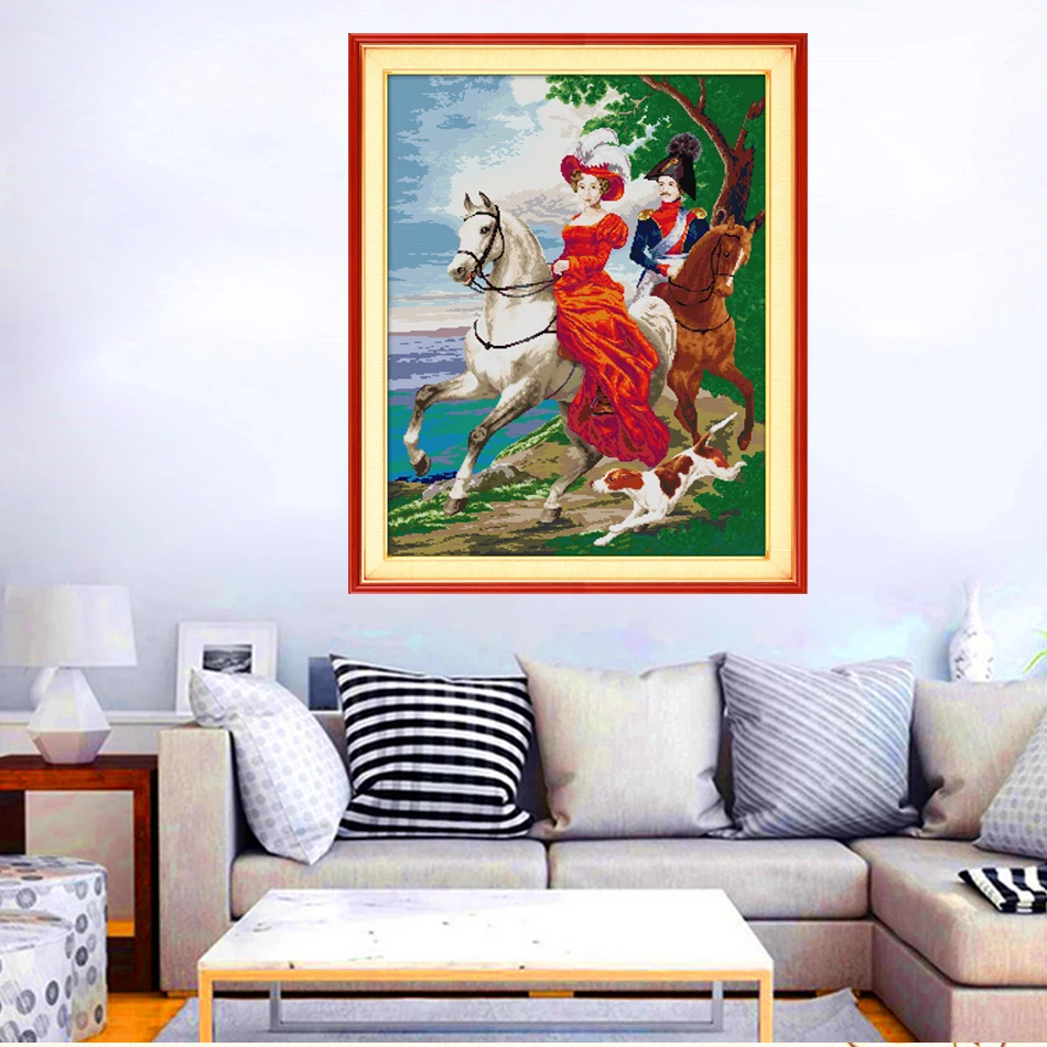 Happy Sunday,Knight couples, Cross Stitch Embroidery Set, Printed Embroidery Set, Needlework, Portrait Cross Stitch embroidery (3)