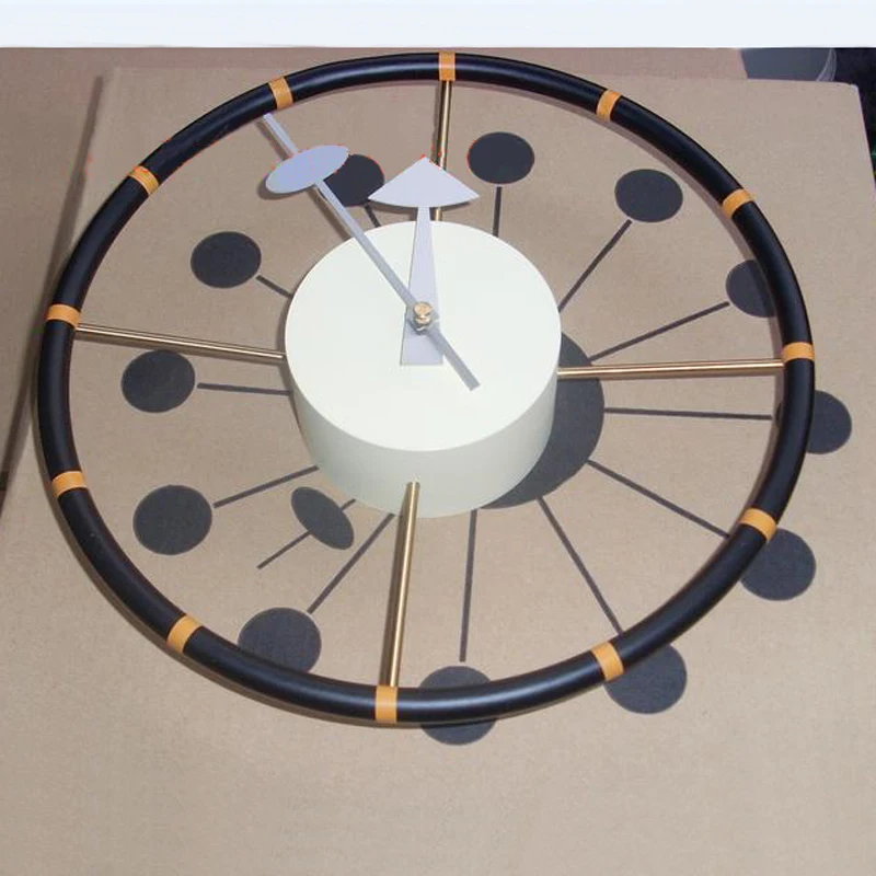 

12 inch Steering Wheel Wall Clock Features Lacquered Metal Finish Aluminum Quartz Holder