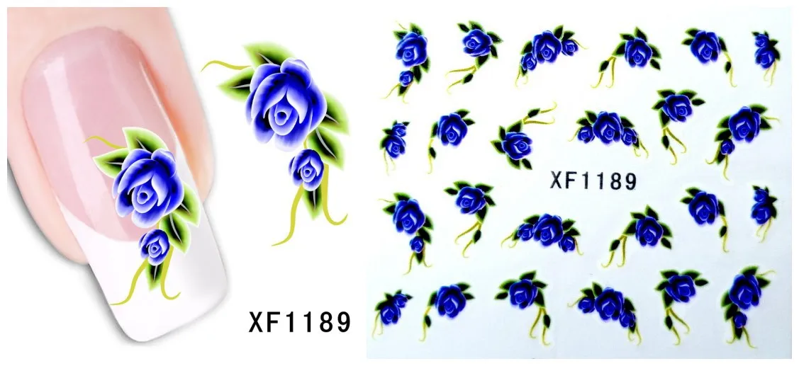 Цветочный дизайн переводные наклейки для ногтей переводные наклейки для девушек и женщин инструменты для маникюра обертывания для ногтей наклейки XF1188