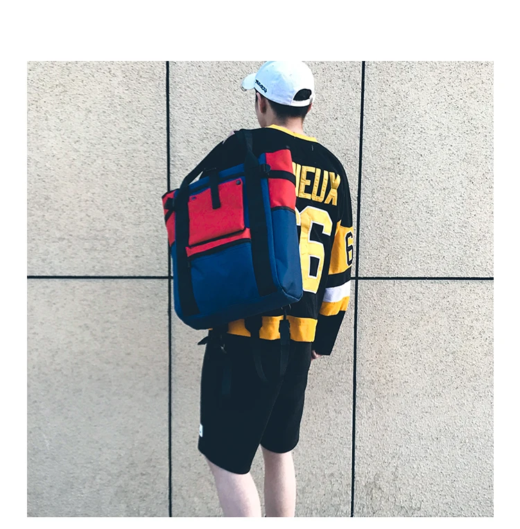Dual Handbag Student School Bag Street Fashion High Capacity Backpack Wemen Oxford Fashion Men Panelled Hip-Hop Boy backpack07
