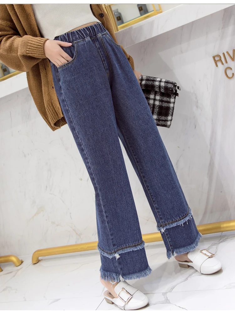 Jielur 2019 осень высокая талия джинсовые длинные брюки женские свободные плюс размеры мотобрюки S-5XL синие джинсы high Street повседневное жен