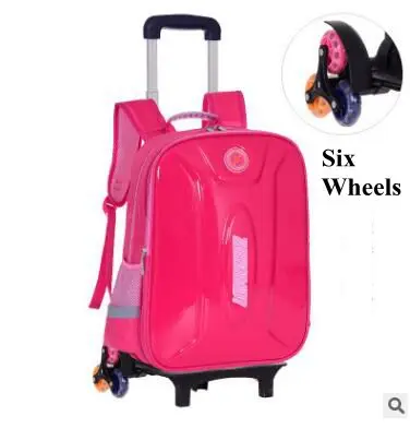 3D рюкзак для детей, рюкзак-тележка для школы для мальчиков, дорожная сумка, школьный рюкзак, сумки, детский рюкзак для школы - Цвет: red 6 wheels
