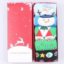 La MaxPa 5 пар осень зима год Санта Клаус Рождество с изображением снежного лося подарок носки Длинные носки хлопковые носки мужские и женские k2037