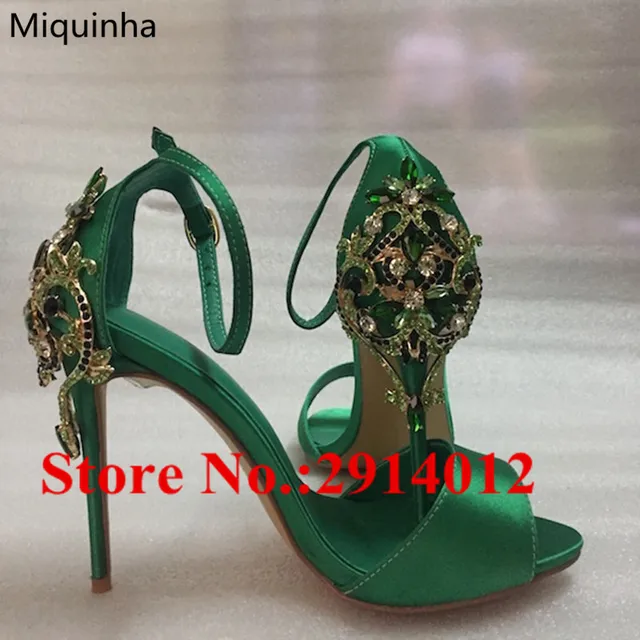 green embellished heels