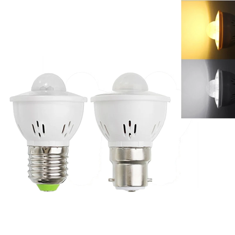 

LED Lamp Bulb E27 B22 3W PIR Infrared Motion Sensor Warm White Pure White LED Light Bulb AC 220V For Home Stair Corridor Lights
