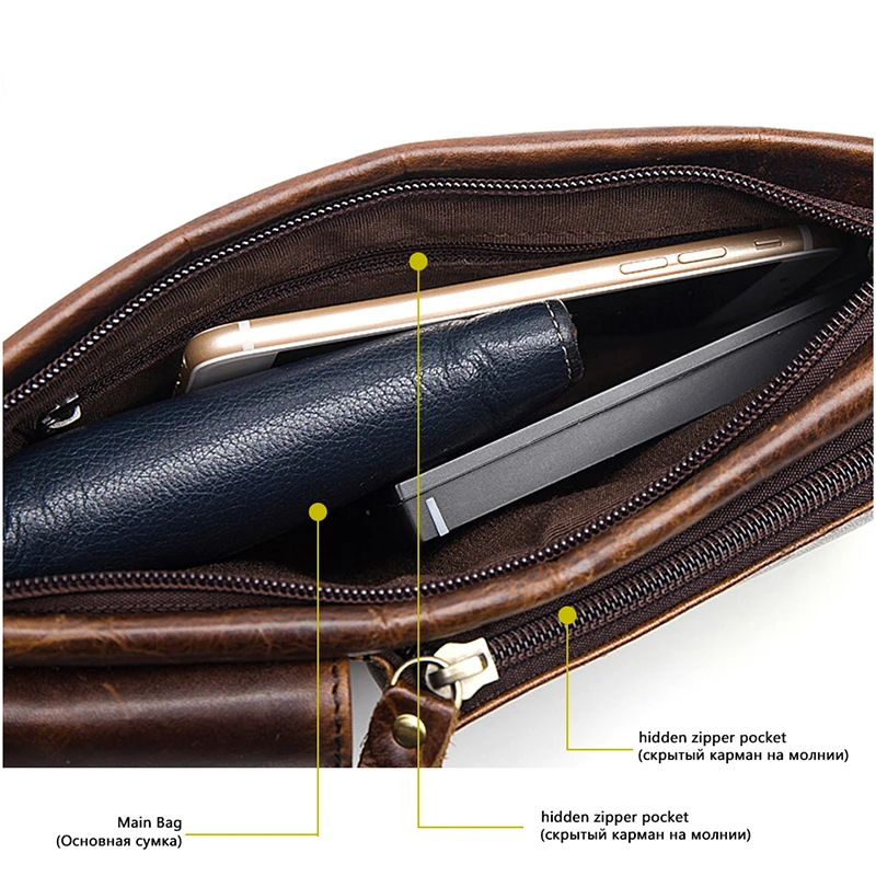 MVA Casual Men Waist Pack Genuine Leather Men`s Chest Bag Men Leather Messenger Bag Cow Leather Coin Purse Bags