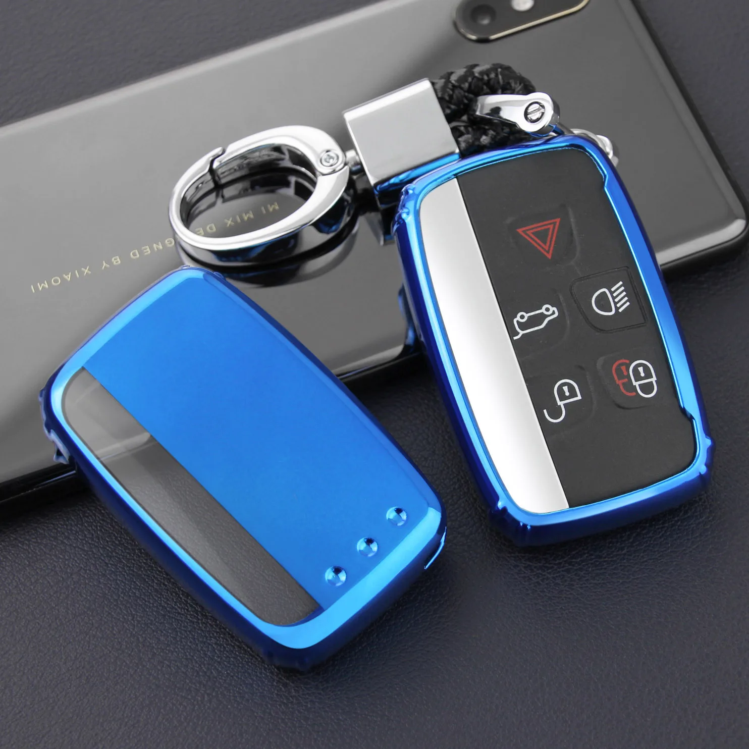 

Car Key Fob Chain Ring Cover Case Holder For Jaguar XE XF XJ F-PACE Range Rover Sport Evoque Velar Land Rover Discovery 4 5 LR4