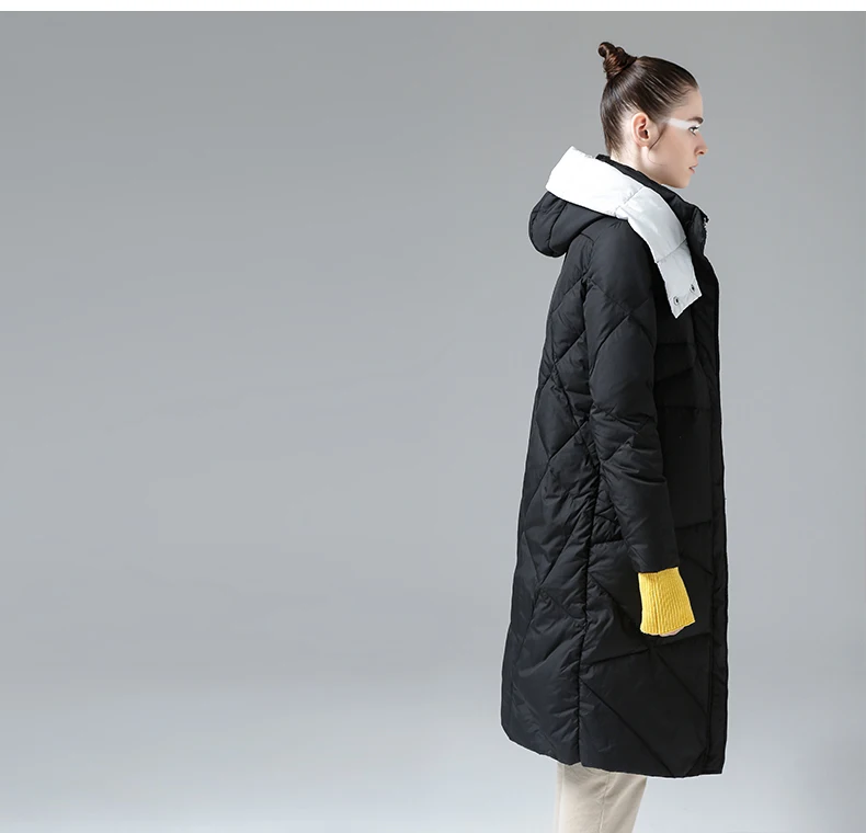 Toyouth, женская зимняя теплая длинная пуховая парка с капюшоном, толстая верхняя одежда на утином пуху, пальто, длинная куртка, пальто, черный, серый