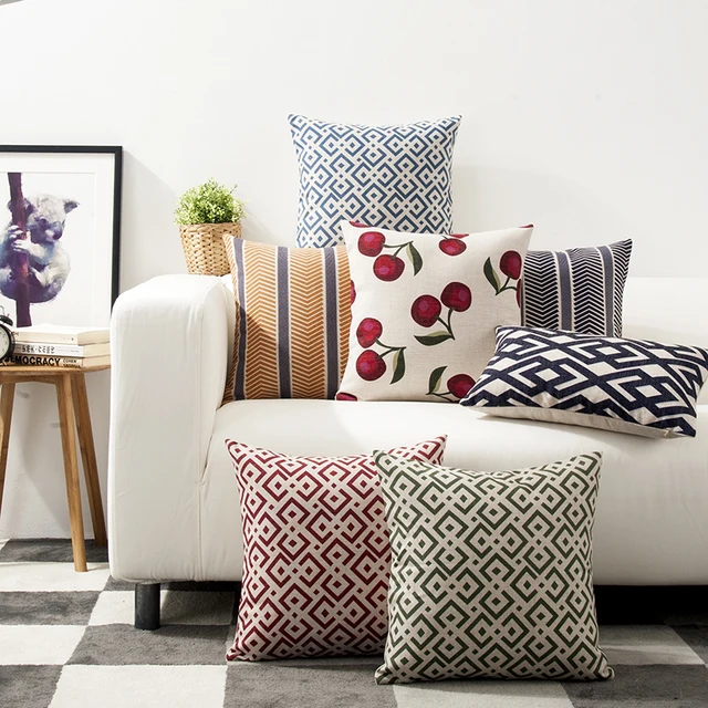 Whole Cherry Blossom Throw Decorative Pillows Simple Modern Blue Whole Cherry Blossom Throw Decorative Pillows Simple Modern Blue Abstract Pillow Custom Sofa Geometric