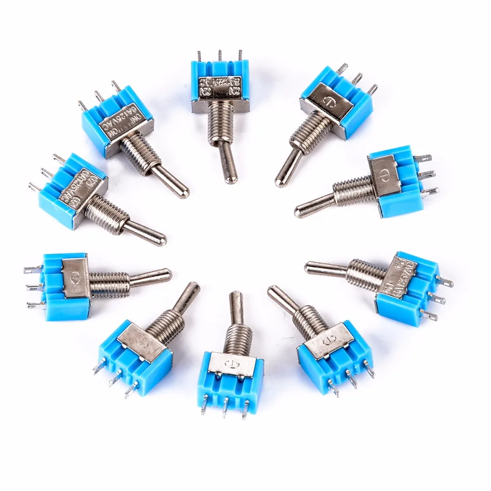 Buy 10pcs Blue 3 Pin Miniature Toggle Switches MTS 102