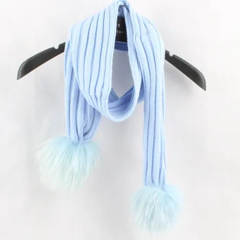 

Children Fashion Acrylic Rings With 15CM Raccoon Fur Pom Poms Child Real Fur Scarves Christmas Gift Neck Warm Wraps LF4158