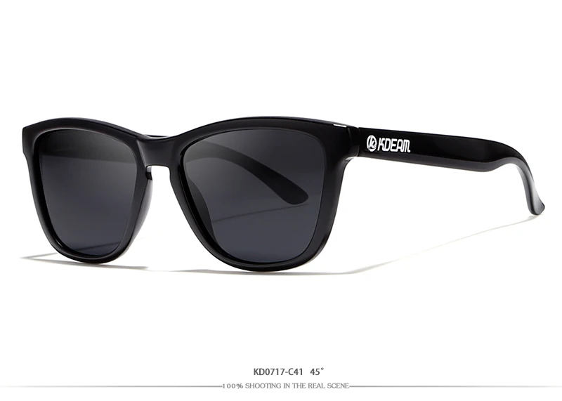 Мужские антибликовые солнечные очки KDEAM, повседневные уличные поляризационные очки, солнцезащитные очки с черным чехлом и линзами ярких цветов - Цвет линз: C41