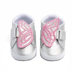 Искусственная кожа яркая поверхность бабочка весна осень первые ходунки обувь для девочек милые новые детские прогулочные туфли