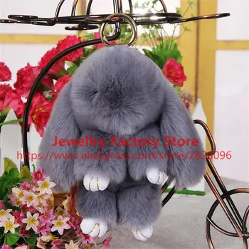 

100pcs/lot 13cm Mini Rabbit Fur Pom Pom Key Chain Women Bunny Trinket Rabbit Toy Doll Bag Car Key Ring Monster Keychain