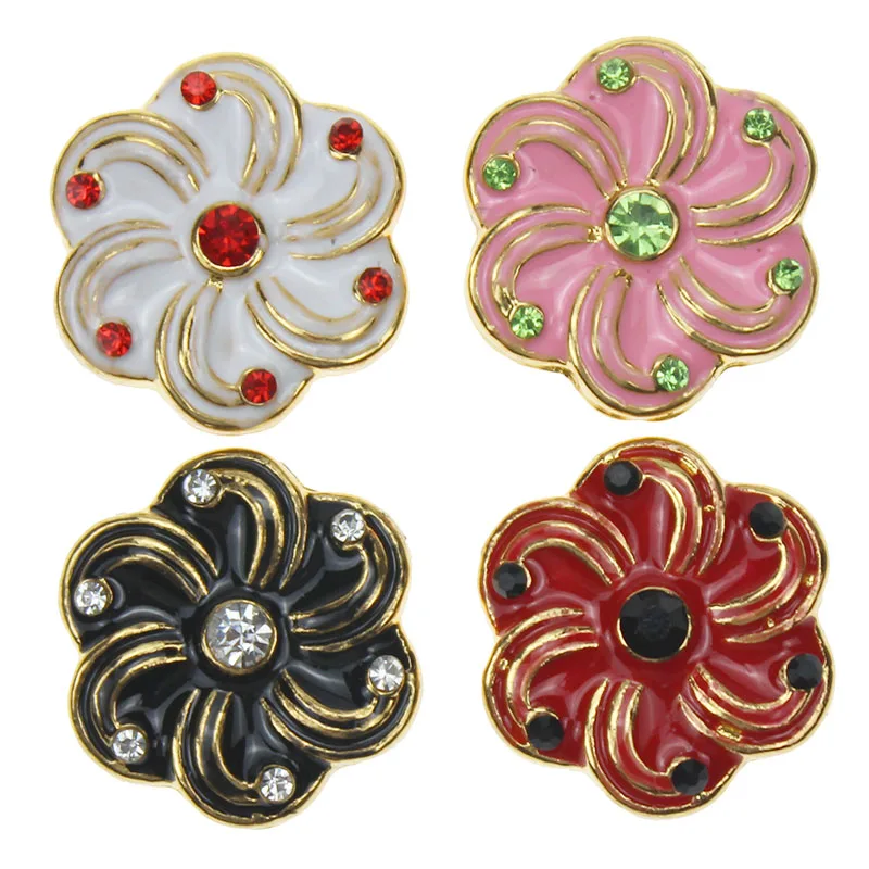 New Flower Snap Jewelry Crystal Oil Paintings Flower Snap 18mm Snap