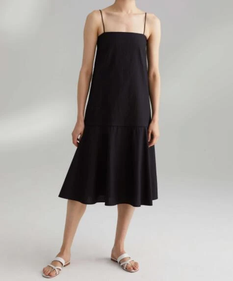 black and cream midi dress