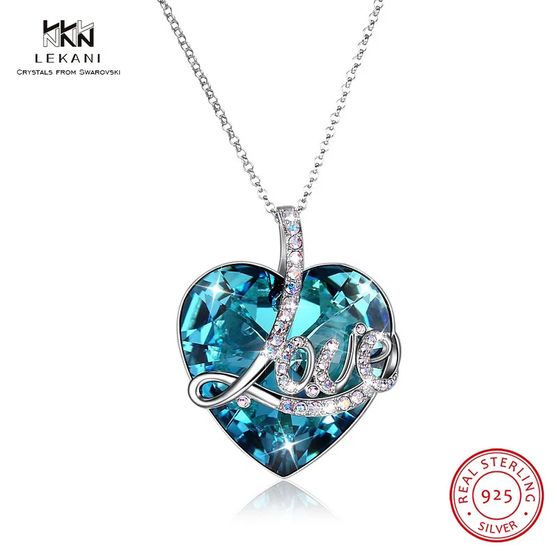 Ожерелье с кристаллами от Swarovski LEKANI 925 пробы модное ювелирное изделие кулон в