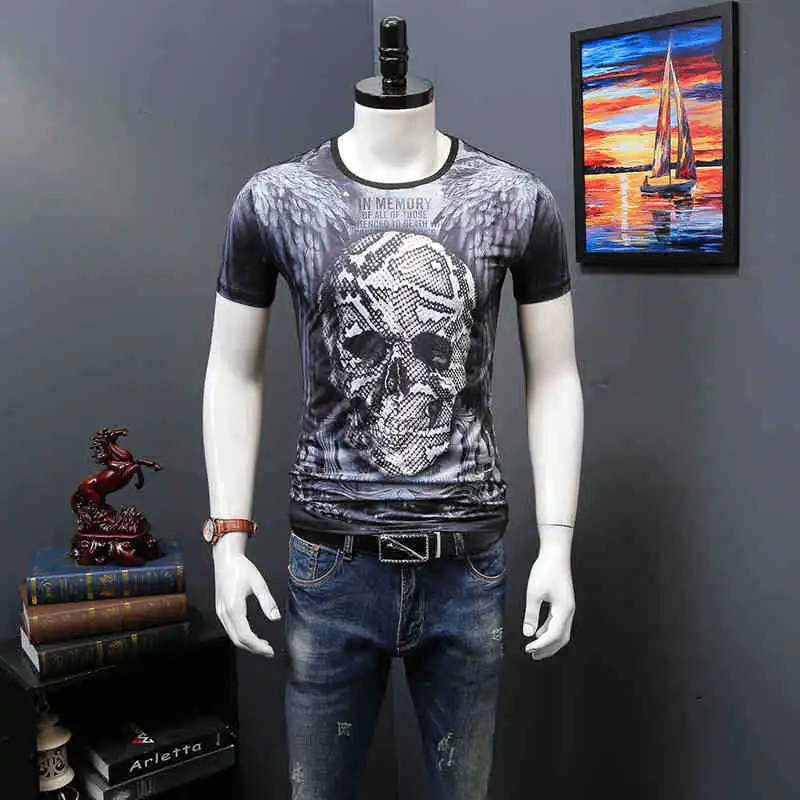 

High Quality 2017 New Arrival CosMaMa brand clothing mens summer printed o-neck skull cotton short sleeve fashion cool t-shirt