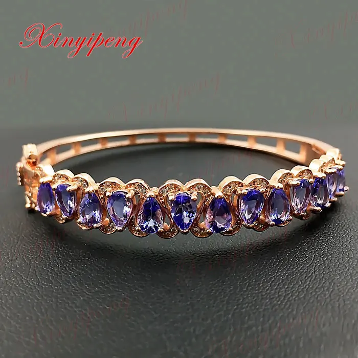 

925 silver inlay natural Tanzanite Bracelet