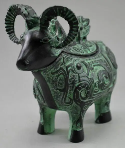 

B0601 512Collectible Decorated Old Handwork Bronze Carving Zodiac Sheep statue