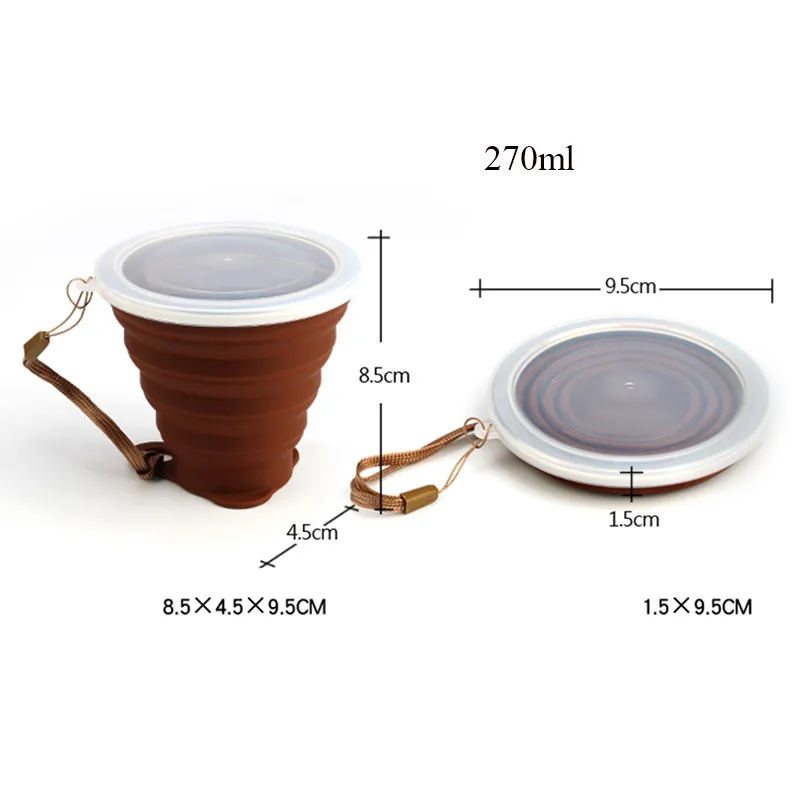 Folding Cup 270ml Outdoor Folding Cup Travel Mini Coffee Cups With LanyardLid Retractable Travel  Portable Gargle Cup (13)