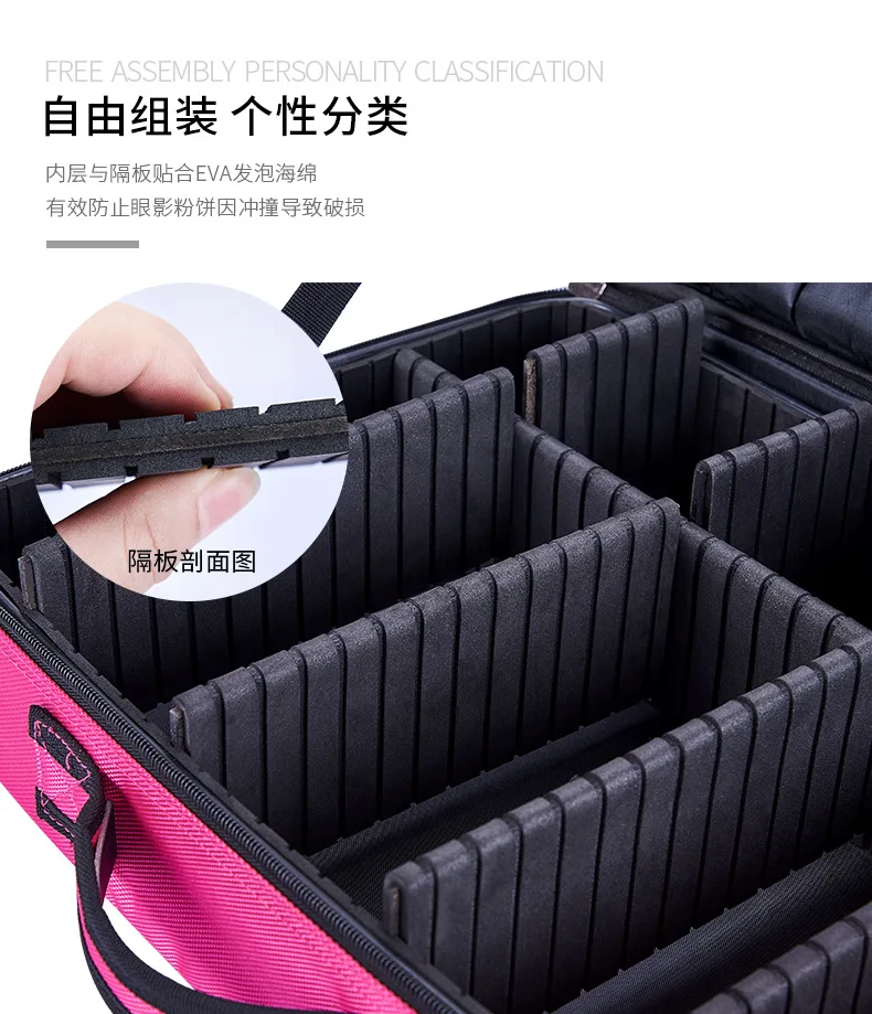 ZYJ Professional Partition Cosmetic Storage Organizer Box Bags Dresser Travel Makeup Artist Nail Tool Bag Beauty Cases Handbag (17)