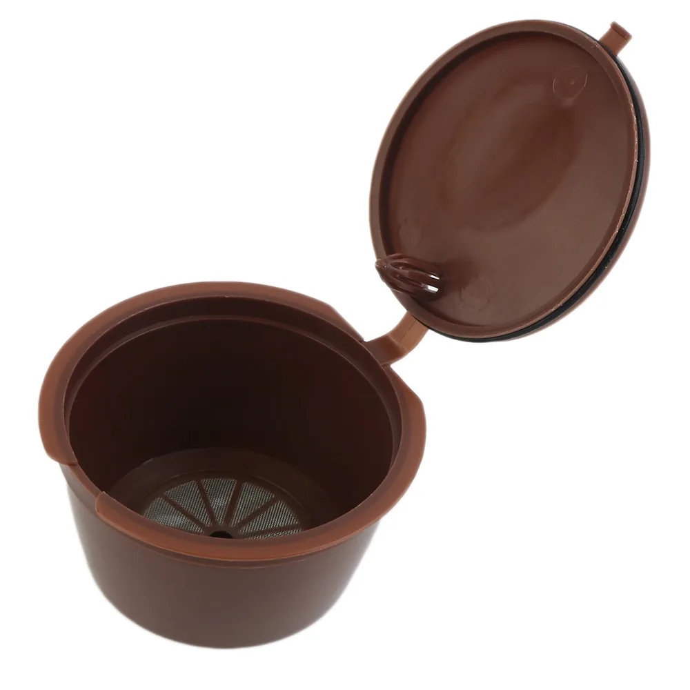 3Pcs Eco-friendly Brown Reusable Coffee Capsule Plastic Refillable Compatible Coffee Filter Baskets Soft Capsules Taste Sweet