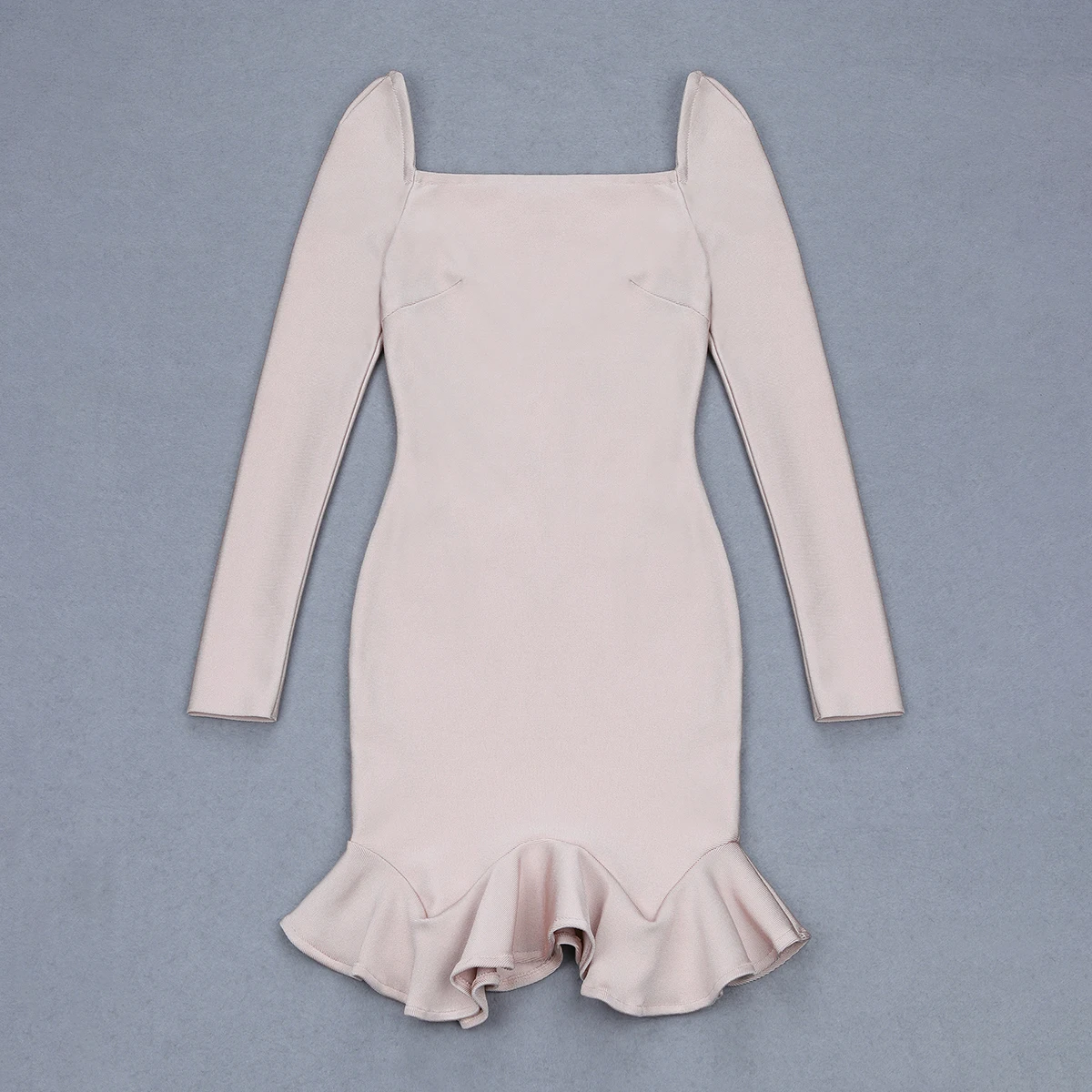 2019 الخريف نمط جديد المرأة الصلبة مثير ساحة طوق طويل كم فستان مكشكش سستة Vestidos ضمادة فساتين Vestidos دي العيد