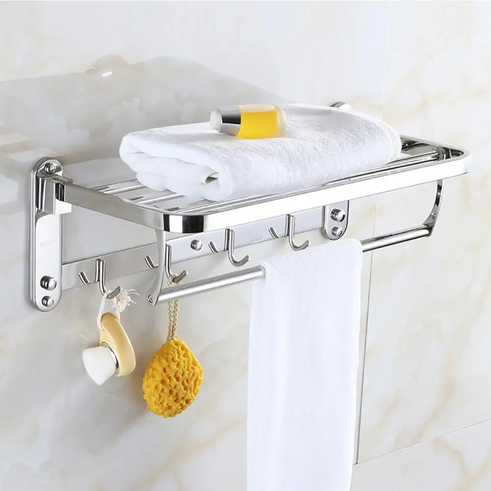 

Folding Towel Rack 304 Stainless Steel Multifunctional Movable Rack Bathroom Hardware Pendant Rack