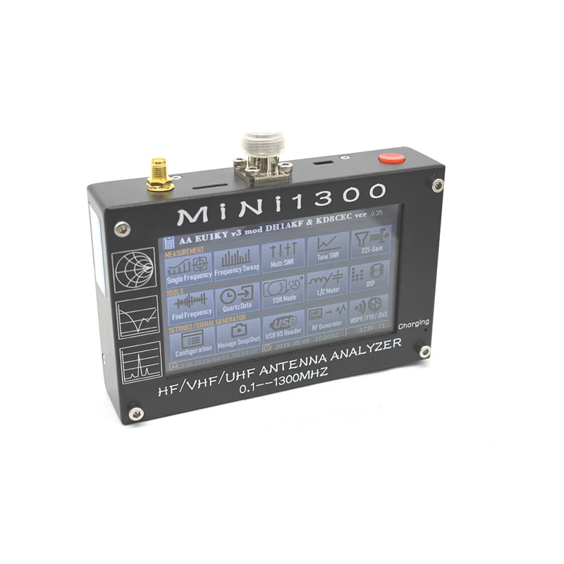 UV+ HF Mini1300 4," сенсорный lcd 0,1-1300 MHz 13.GHz HF/VHF/UHF ANT КСВ Антенный Анализатор метр+ аккумуляторная батарея