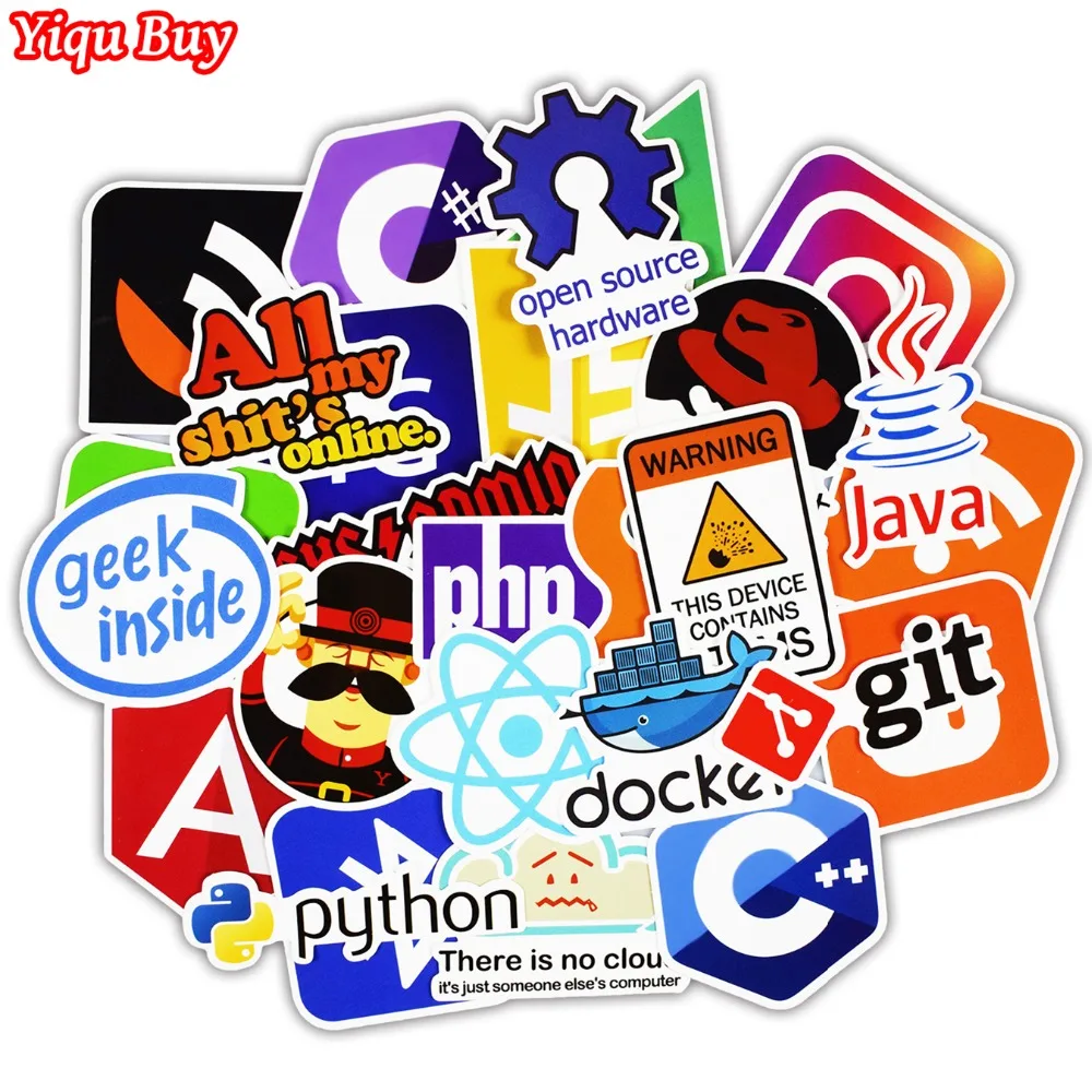 50 шт. Java интернет JS php-docker Биткоин html-язык программирования приложение Логотип Забавные наклейки для ноутбука автомобиля DIY наклейки
