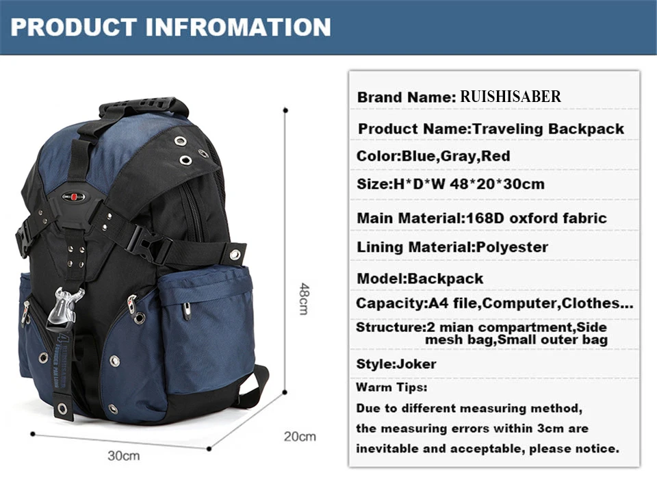 Ruishiaber, мужской рюкзак, водонепроницаемый, 15,6 дюймов, рюкзаки для ноутбука, швейцарский рюкзак для путешествий, мужской, Оксфорд, повседневный школьный рюкзак, Mochila