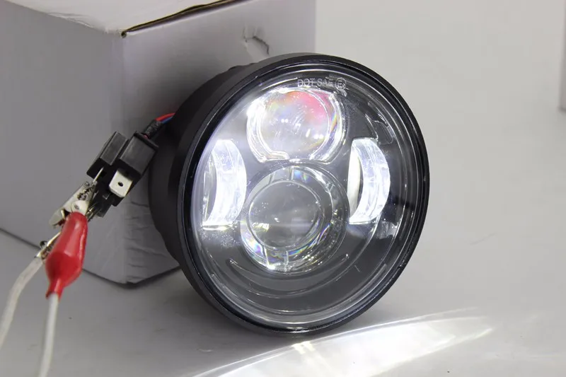 Pair Motors Headlight Fat Bob LED Driving Lamp 5 inch Motorcycle High  Low Beam Headlight for Harley Dyna Fat Bob (10)