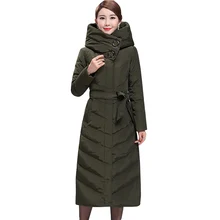 Пуховик Для женщин зима пуховик высокого качества модные толстые теплые большой ярдов Женская куртка Тонкий длинное пальто YM981