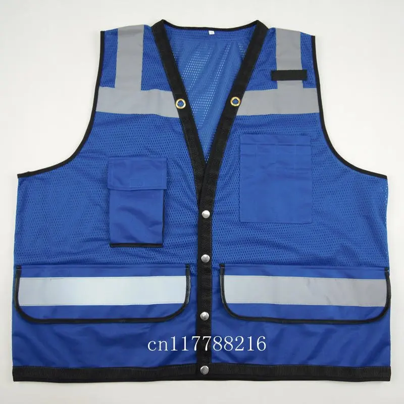 Голубая Защитная майка сетчатый жилет Светоотражающий Жилет Hi Vis размер XS S M L XL 2XL