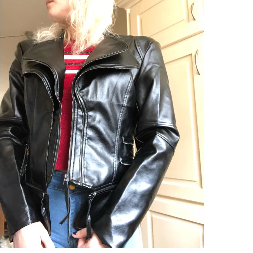 discounted Rosetic Gothic Jacket Women Leather Black Jacket Female Coat Autumn Faux Soft Leather Jacket Women