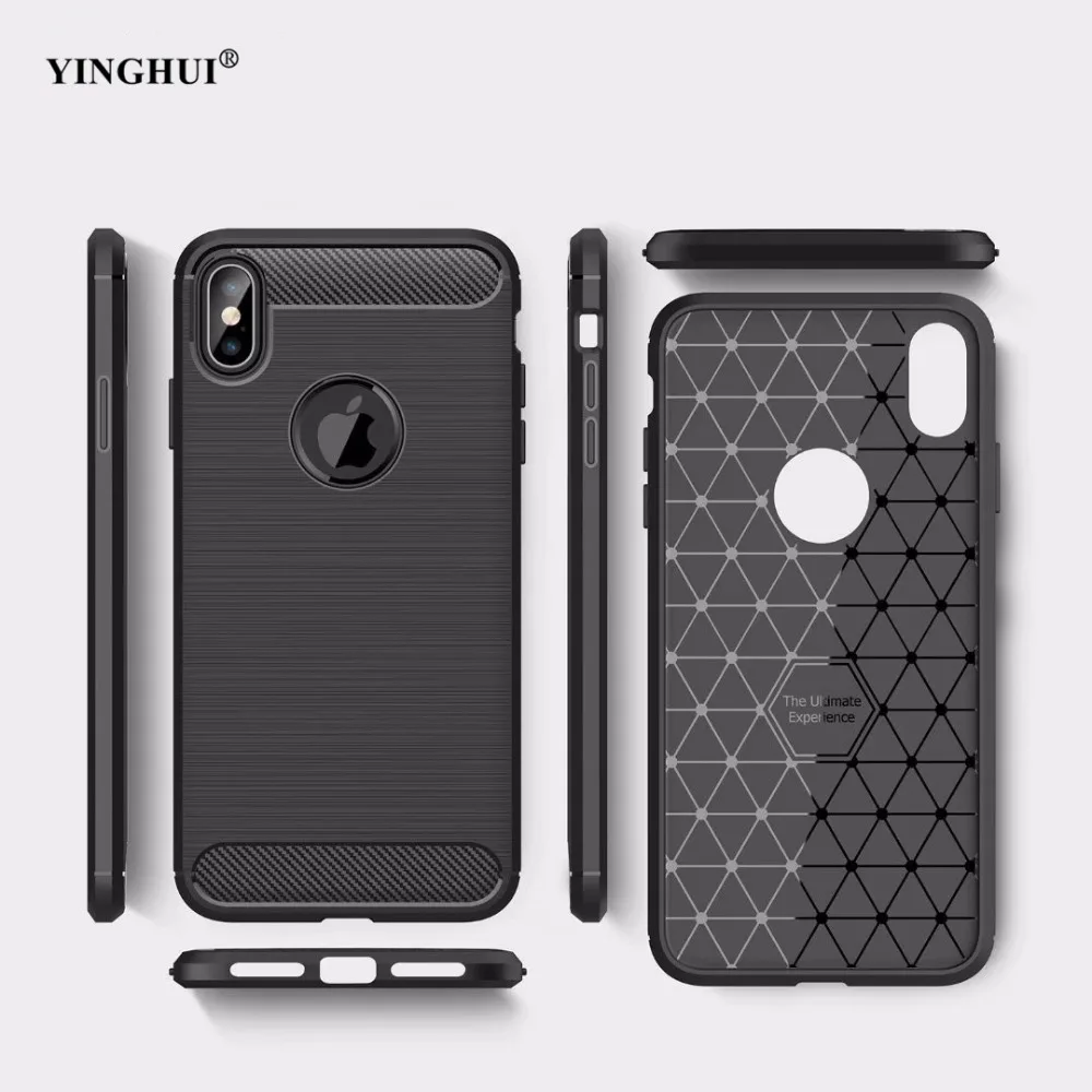 

For iphone XS XR MAX Back Phone Cases Cover Skin Armor Anti-knock Bag Carbon Fiber Telefoon Hoes Matte Housse New Arrival